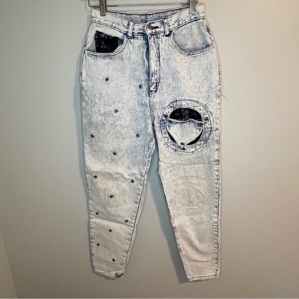 Women's Stefano International Acidwash Jeans, Blue, Size 14 preloved distressed